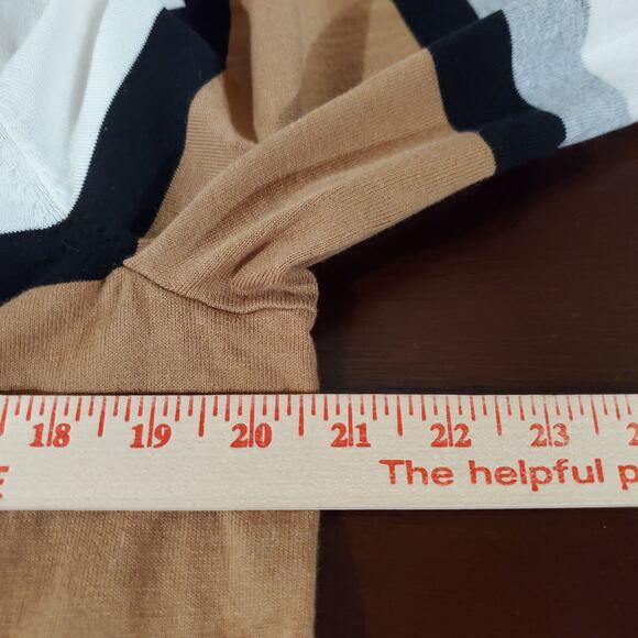 Talbots Womens Striped 3/4 Sleeve Button Cardigan Sweater Size 1X Neutral Office - Picture 7 of 8